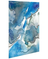 Empire Art Direct 'Subtle Blues I' Frameless Free Floating Tempered Glass Panel Graphic Wall Art, 32" x 48"