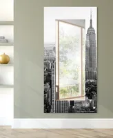 Empire Art Direct 'My N.y.' Rectangular On Free Floating Printed Tempered Art Glass Beveled Mirror, 72" x 36"