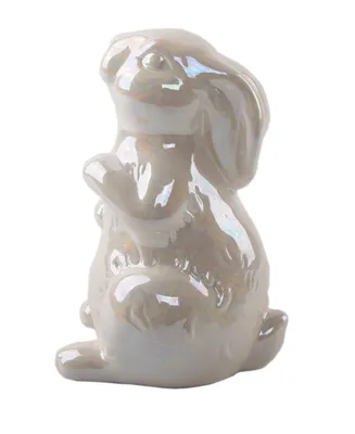 Flora Bunda Pearl Ceramic Bunny, 7.25"