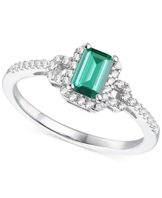 Lab-Grown Emerald (5/8 ct. t.w.) & White Sapphire (1/5 Ring Sterling Silver (Also Ruby Sapphire)