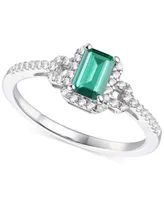 Lab-Grown Emerald (5/8 ct. t.w.) & White Sapphire (1/5 Ring Sterling Silver (Also Ruby Sapphire)