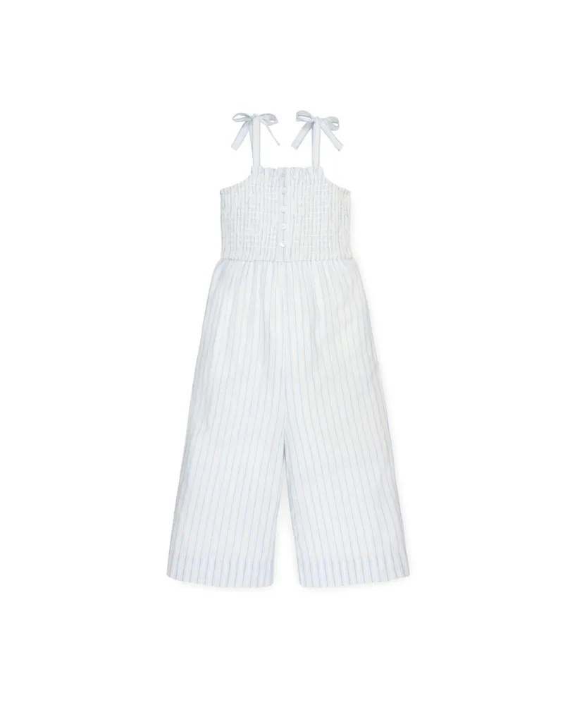 Hope & Henry Baby Girls Organic Cotton Smocked Button Front Jumpsuit