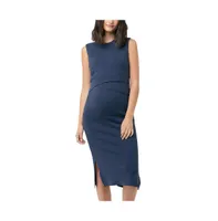 Ripe Maternity Layered Knit Sleeveless Nursing Dress Ink