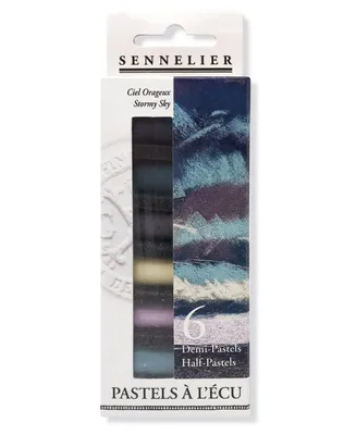 Sennelier Extra Soft Stormy Sky Half Pastel 6 Piece Stick Set, 5.91" x 1.25"