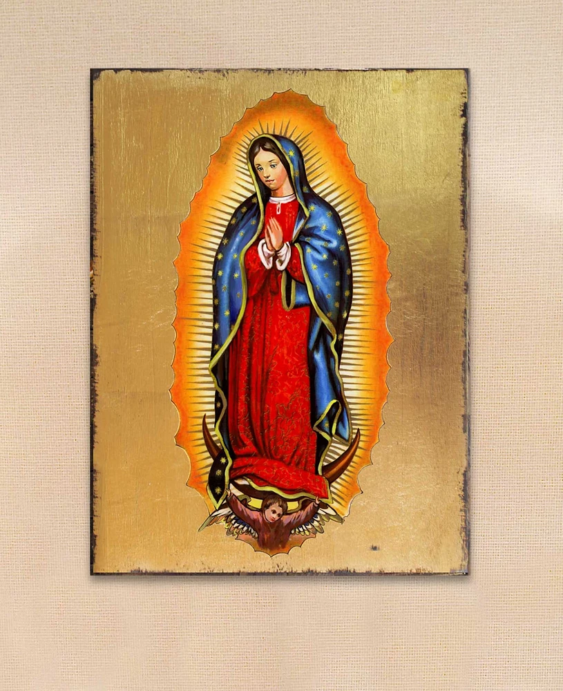 Designocracy Icon Lady of Guadalupe Wall Art on Wood 16"