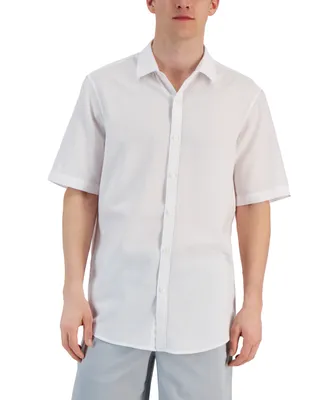 Alfani Men's Short-Sleeve Solid Textured Shirt