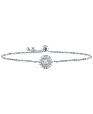 Forever Grown Diamonds Lab-Created Diamond Circle Cluster Bolo Bracelet (1/8 ct. t.w.) in Sterling Silver