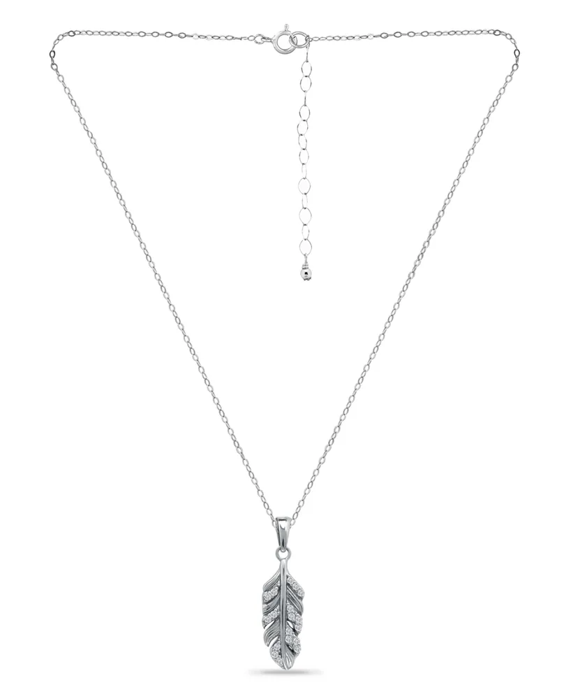 Giani Bernini Cubic Zirconia Pave Feather Pendant Necklace in Sterling Silver