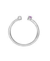 Macy's Amethyst (1/20 ct.t.w) and Rose De France (1/20 ct.t.w) Open Ring in Sterling Silver