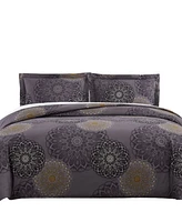 Southshore Fine Linens Midnight Floral Down Alternative 3 Piece Comforter and Sham Set