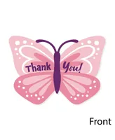 Big Dot of Happiness Beautiful Butterfly - Floral Party Shaped Thank You Cards with Envelopes - 12 Ct