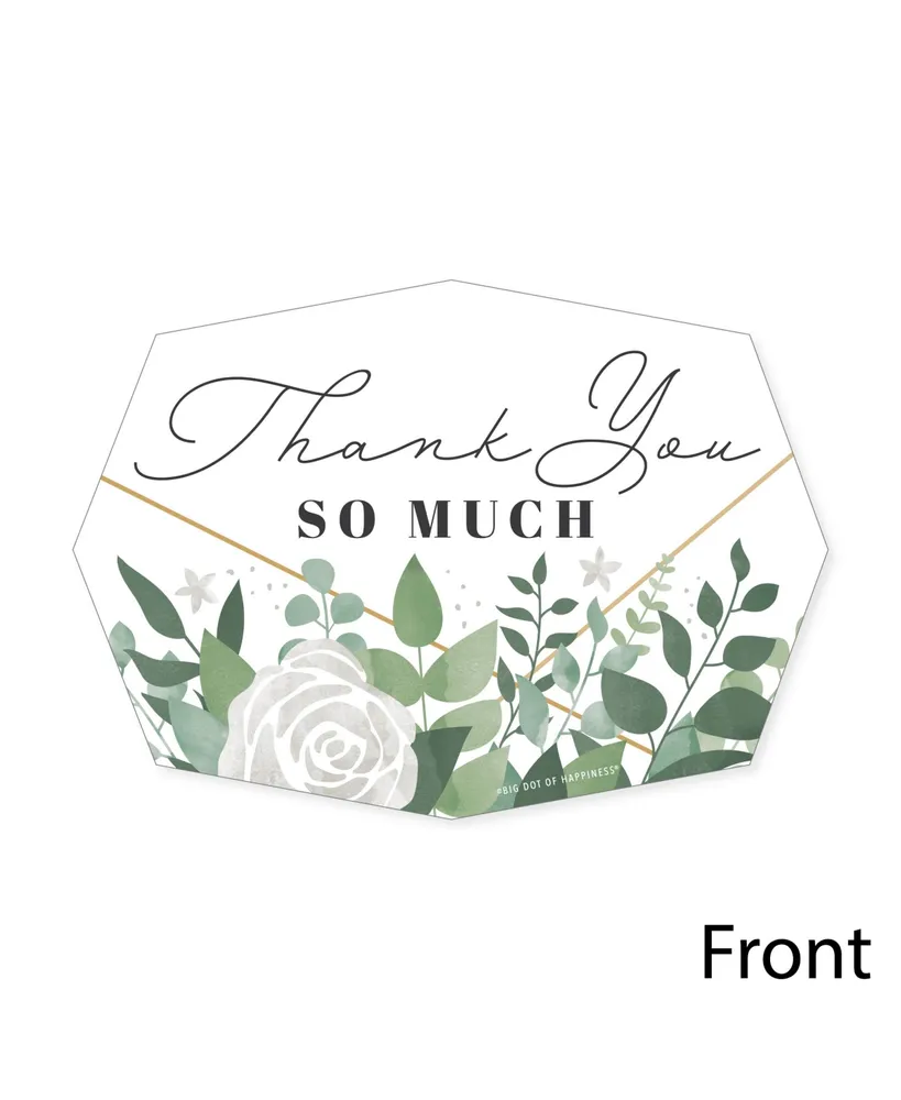 Boho Botanical - Shaped Greenery Party Thank You Note Cards with Envelopes 12 Ct