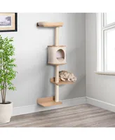 4-Level Wall Mounted Cat Tree Activity Center w/ Bed Scratching Posts