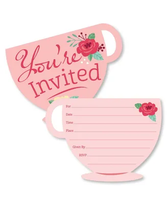 Floral Let's Par-Tea - Shaped Fill-In Invitations with Envelopes - 12 Ct