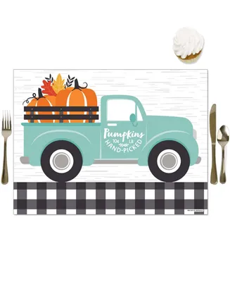 Happy Fall Truck - Party Table Decorations - Pumpkin Party Placemats - 16 Ct