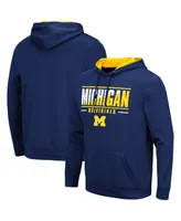 Men's Colosseum Navy Michigan Wolverines Slash Stack 2.0 Pullover Hoodie