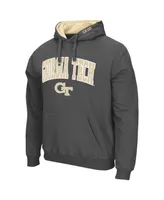 Men's Colosseum Charcoal Georgia Tech Yellow Jackets Arch and Logo Pullover Hoodie