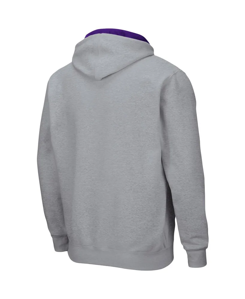 Men's Colosseum Heathered Gray Tcu Horned Frogs Arch and Logo 3.0 Full-Zip Hoodie