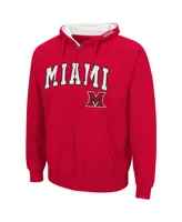 Men's Colosseum Red Miami University RedHawks Arch and Logo 3.0 Full-Zip Hoodie