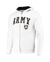 Men's Colosseum White Army Black Knights Arch and Logo 3.0 Full-Zip Hoodie