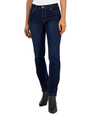 Jones New York Women's Lexington Mid Rise Straight Leg Denim Jeans, Regular & Petite