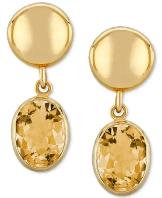 Amethyst Disc Drop Earrings (2-1/2 ct. t.w.) in 14k Gold (Also in Citrine & Garnet)