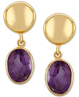 Amethyst Disc Drop Earrings (2-1/2 ct. t.w.) 14k Gold (Also Citrine & Garnet)