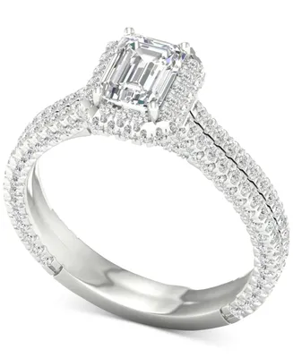 Igi Certified Diamond Emerald-Cut Double Row Engagement Ring (1-3/4 ct. t.w.) in Platinum