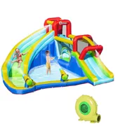 Kids Inflatable Bounce House Slide Water Pool Climbing Wall & Inflator