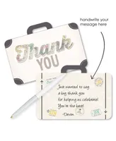 World Awaits - Travel Themed Shaped Thank You Cards with Envelopes - 12 Ct