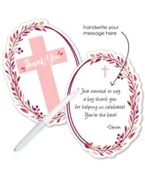 Pink Elegant Cross - Religious Shaped Thank You Note Cards with Envelopes 12 Ct