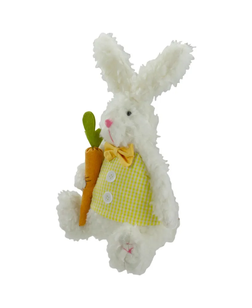 Plush Sitting Easter Bunny Rabbit Holding a Carrot Spring Figure,14"