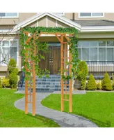 Outsunny 7 ft Natural Wooden Backyard Pergola w/ Side Panel for Climbing Vines