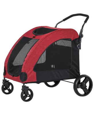 Pet Stroller Universal Wheel Ventilated Foldable Medium Size Dogs Red