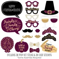 Elegant Thankful for Friends - Friendsgiving Photo Booth Props Kit - 20 Ct