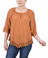 Petite 3/4 Sleeve Peasant Blouse