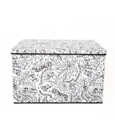 Baum Kid's Coloring Jungle Print Large Lidded Trunk with Removable Divider and 4 Washable Markers Set