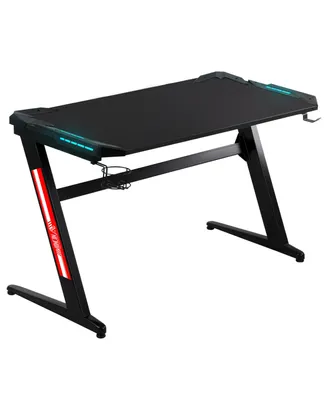 Homcom 47" Computer Gaming Desk w/ Led Lighting Strips & Headphone Hook