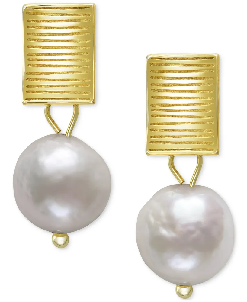 Belle de Mer Cultured Freshwater Baroque Pearl (9-10mm) Drop Earrings in 14k Gold-Plated Sterling Silver