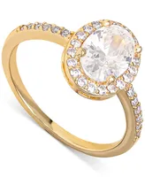 Giani Bernini Cubic Zirconia Oval Halo Ring in Gold-Plated Sterling Silver, Created for Macy's