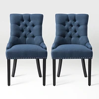 WestinTrends Upholstered Wingback Button Tufted Dining Chair Set of 2