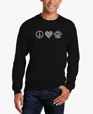 La Pop Art Men's Peace Love Cats Word Crew Neck Sweatshirt