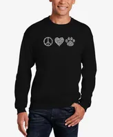 La Pop Art Men's Peace Love Cats Word Crew Neck Sweatshirt