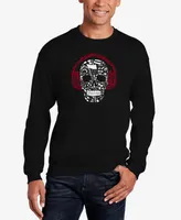 La Pop Art Men's Music Notes Skull Word Crew Neck Sweatshirt