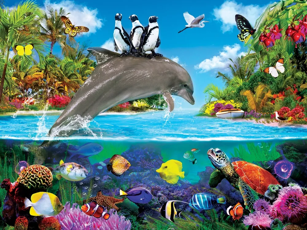Masterpieces Tropics - Dolphin Ride 300 Piece Ez Grip Jigsaw Puzzle