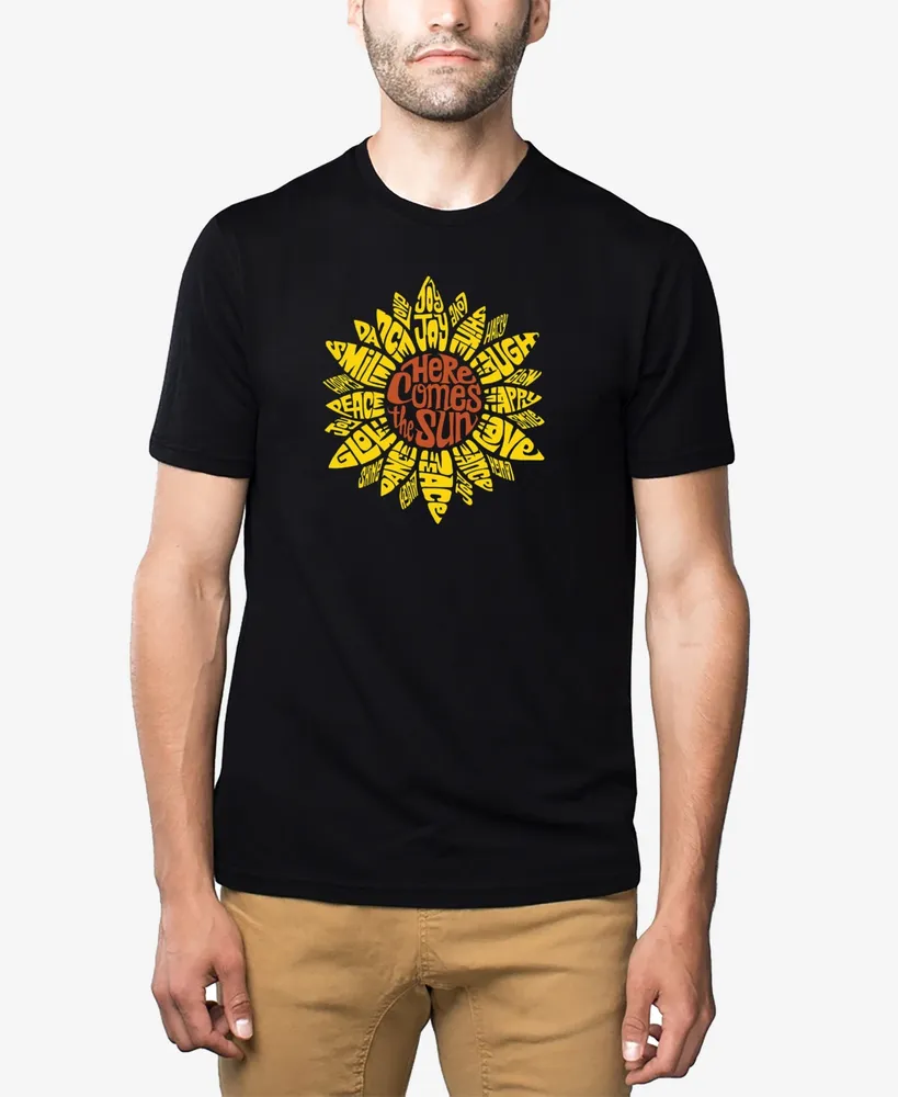 La Pop Art Men's Premium Blend Word Sunflower T-shirt