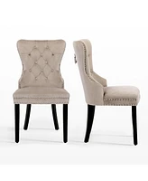 WestinTrends Velvet Upholstered Tufted Dining Chairs Set of