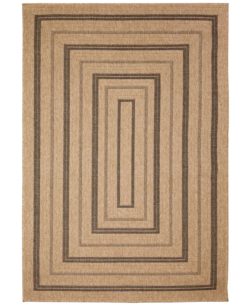 Liora Manne' Sahara Multi Border 6'6" x 9'3" Outdoor Area Rug