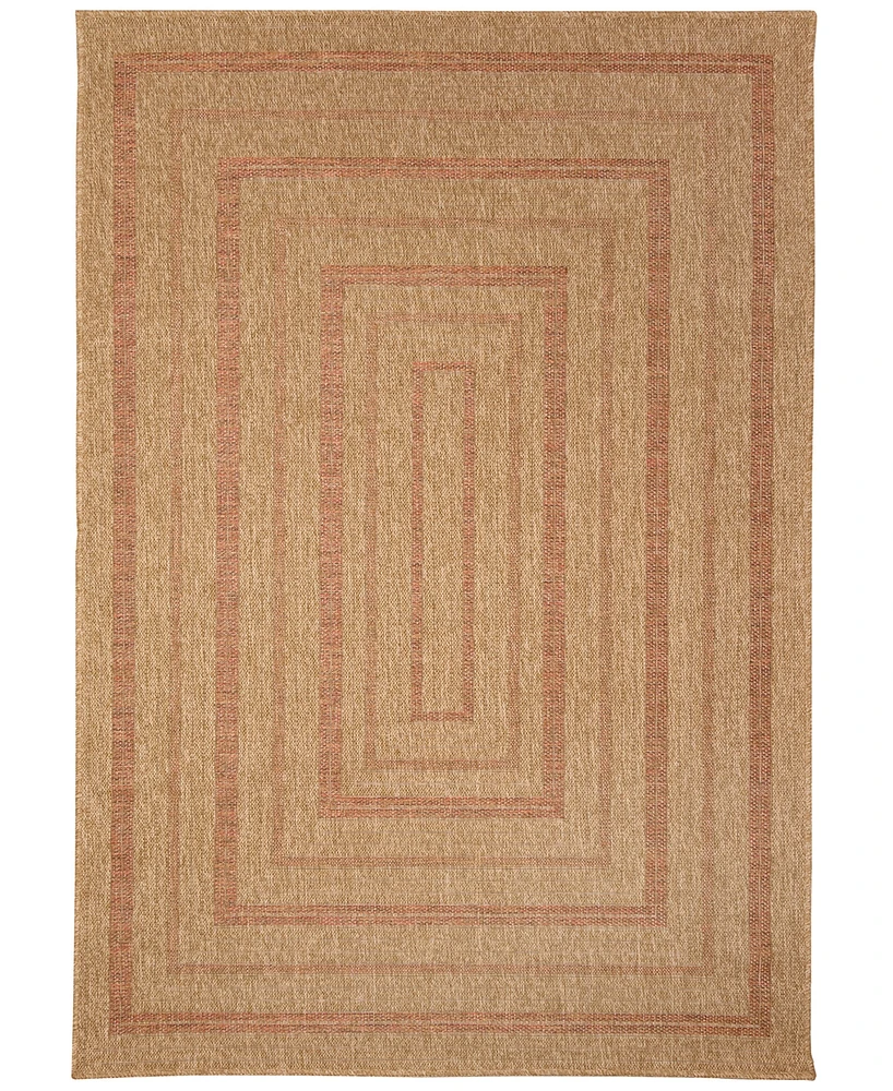 Liora Manne' Sahara Multi Border 6'6" x 9'3" Outdoor Area Rug