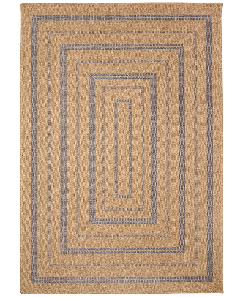 Liora Manne' Sahara Multi Border 6'6" x 9'3" Outdoor Area Rug